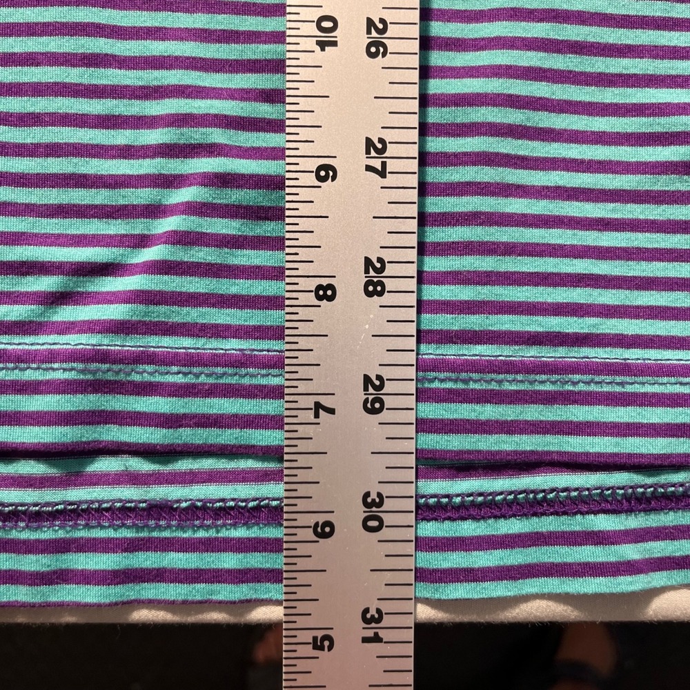 Peter Millar Polo Shirt Mens L Purple Teal Striped Cotton Preppy Classic - Picture 9 of 9
